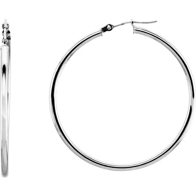 Save On Diamonds Jewelry White Gold / 40 mm 14K Gold Tube Hoop Earrings