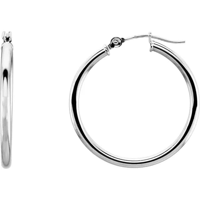 Save On Diamonds Jewelry White Gold / 25 mm 14K Gold Tube Hoop Earrings
