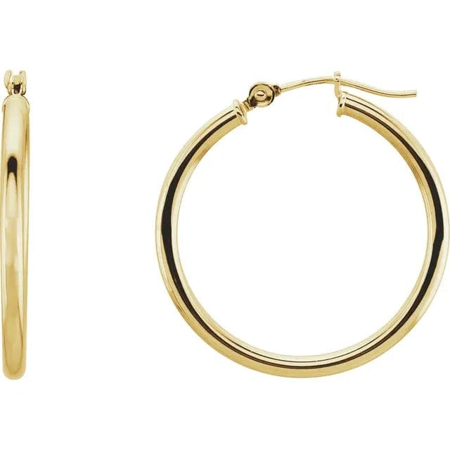 Save On Diamonds Jewelry Yellow Gold / 25 mm 14K Gold Tube Hoop Earrings
