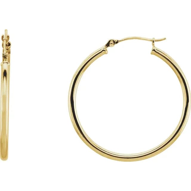 Save On Diamonds Jewelry Yellow Gold / 30 mm 14K Gold Tube Hoop Earrings