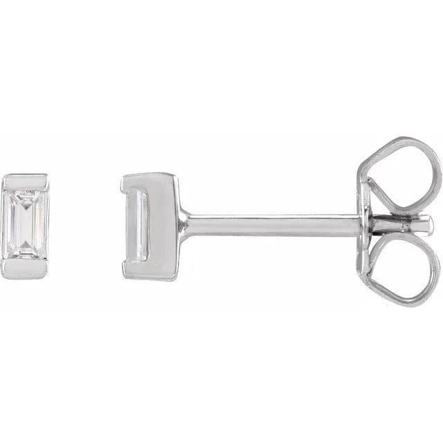 Save On Diamonds Baguette Diamond Earrings Bezel Set .08 CTW