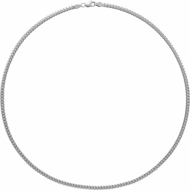 Save On Diamonds 14K Cuban Link Chain (3.3 mm) White Gold