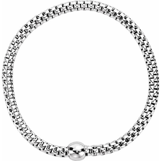 saveongems Jewelry 4.3mm / Rhodium Plated Sterling Silver Woven Stretch Bracelet 14K gold Plated
