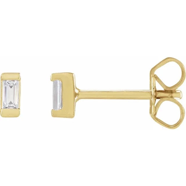 Save On Diamonds Baguette Diamond Earrings Bezel Set .08 CTW