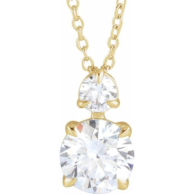 saveongems 1 ctw (5.85mm) / 16-18 Inch / 14K Yellow Accented Claw-Prong Necklace 16-18" 1/4-1 Carat Total Weight