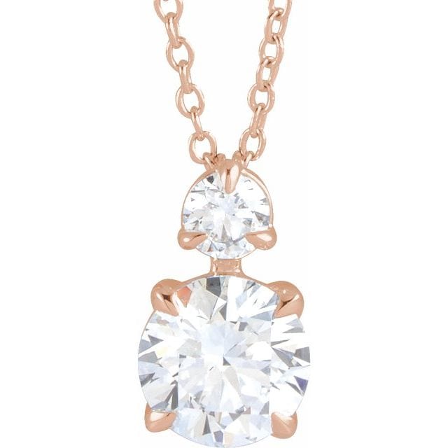 saveongems 1 ctw (5.85mm) / 16-18 Inch / 14K Rose Accented Claw-Prong Necklace 16-18" 1/4-1 Carat Total Weight