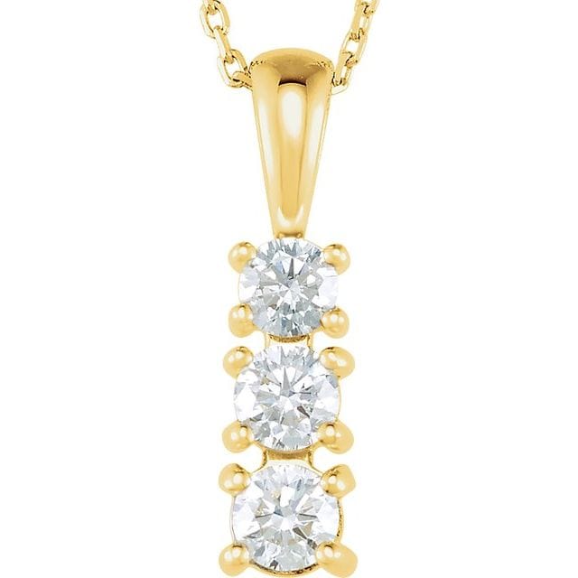 saveongems 3.4 mm:: 1/2 CTW / I1 G-H / 14K Yellow 14K Natural Diamond Graduated 18" Necklace