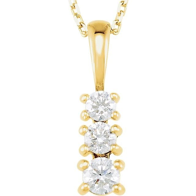 saveongems 3.4 mm:: 1/3 CTW / I1 G-H / 14K Yellow 14K Natural Diamond Graduated 18" Necklace
