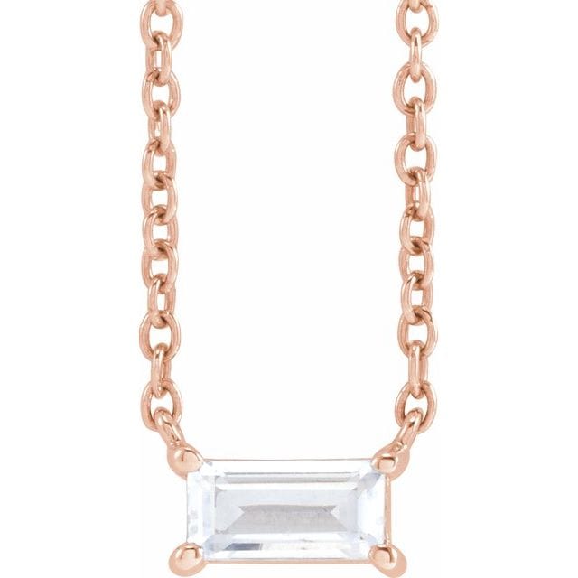 saveongems 5.5 x 2.75 mm / VS / 14K Rose 1/3 CT Lab-Grown Straight Baguette Diamond 16-18" Necklace 14K 1/3 CT Lab-Grown Straight Baguette Diamond 16-18" Necklace