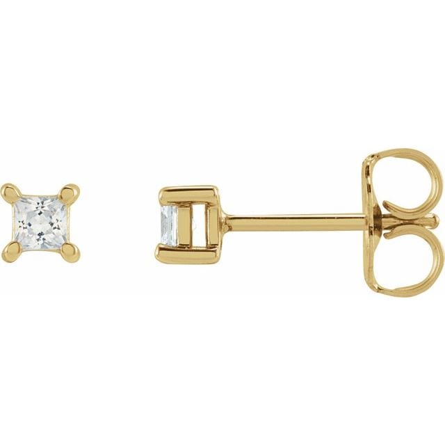 saveongems 2.5mm / SI / 14K Yellow Lab-Grown Square Diamond 4-Prong Earrings 14K Lab-Grown Square Diamond 4-Prong Earrings