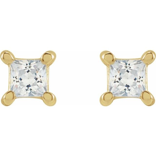 saveongems 14K Lab-Grown Square Diamond 4-Prong Earrings
