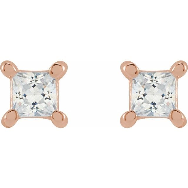saveongems 14K Lab-Grown Square Diamond 4-Prong Earrings