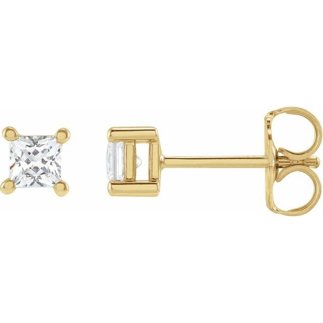 saveongems 2.75mm / SI / 14K Yellow Lab-Grown Square Diamond 4-Prong Earrings 14K Lab-Grown Square Diamond 4-Prong Earrings