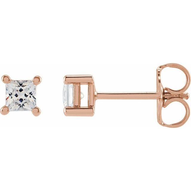 saveongems 2.75mm / SI / 14K Rose Lab-Grown Square Diamond 4-Prong Earrings 14K Lab-Grown Square Diamond 4-Prong Earrings