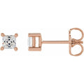 saveongems 2.75mm / SI / 14K Rose Lab-Grown Square Diamond 4-Prong Earrings 14K Lab-Grown Square Diamond 4-Prong Earrings