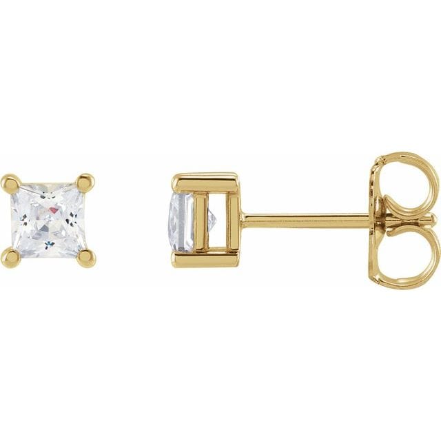saveongems 3.5mm / SI / 14K Yellow Lab-Grown Square Diamond 4-Prong Earrings 14K Lab-Grown Square Diamond 4-Prong Earrings