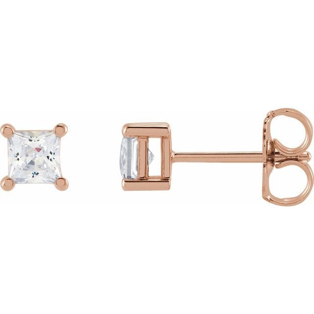saveongems 3.5mm / SI / 14K Rose Lab-Grown Square Diamond 4-Prong Earrings 14K Lab-Grown Square Diamond 4-Prong Earrings