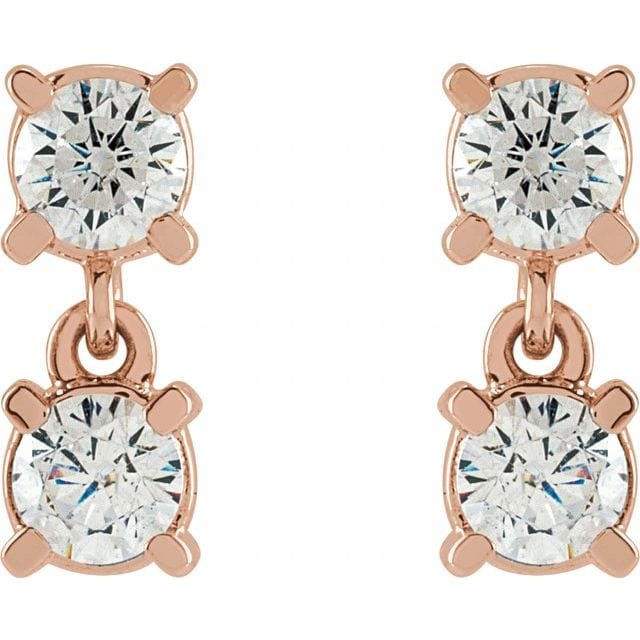 saveongems Jewelry Diamond Two-Stone Earrings .25 Carat Total Weight