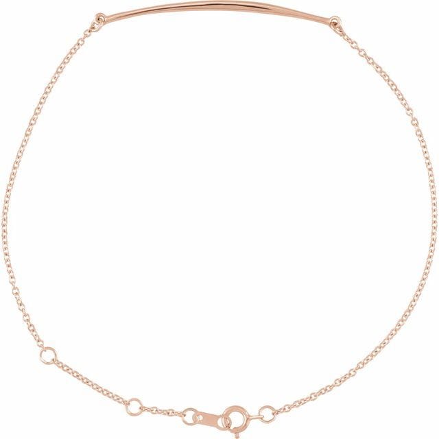 saveongems Jewelry 36.84 x 4.38 mm / 6 1/2-7 1/2 Inch / 14K Rose Curved Bar Bracelet