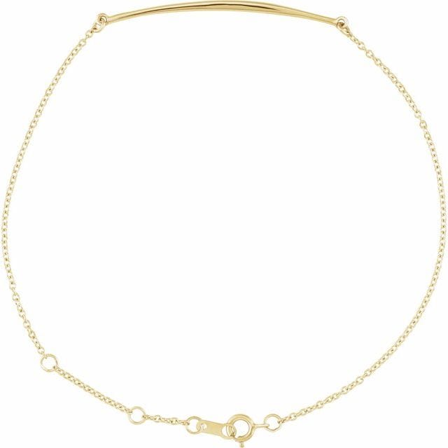 saveongems Jewelry 36.84 x 4.38 mm / 6 1/2-7 1/2 Inch / 14K Yellow Curved Bar Bracelet