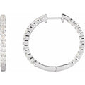 saveongems 30 mm :: 3 CTW / I1 G-H / 14K White 14K Natural Diamond Inside-Outside Hinged Hoop Earrings