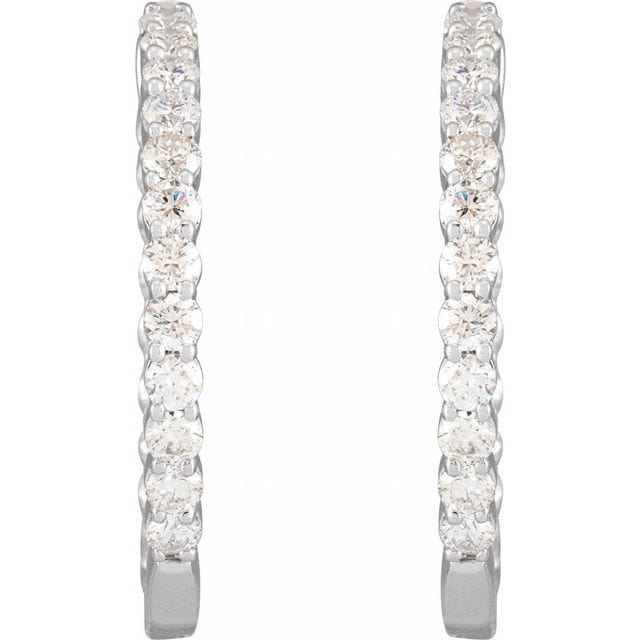 saveongems 14K Natural Diamond Inside-Outside Hinged Hoop Earrings
