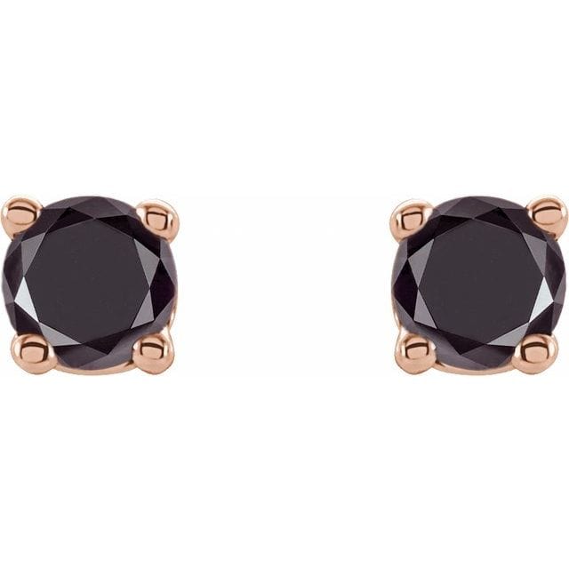 saveongems Jewelry Natural Black Diamond Stud Earrings (4-Prong)