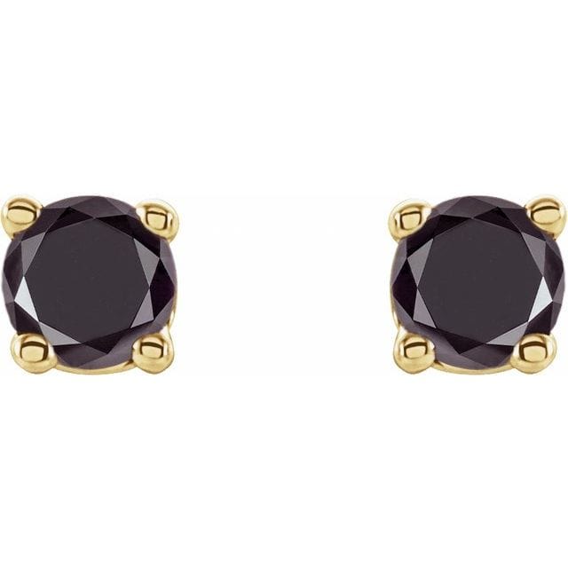 saveongems Jewelry Natural Black Diamond Stud Earrings (4-Prong)