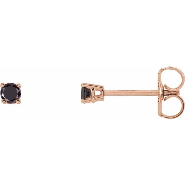 saveongems Jewelry 1/8 ctw (2.5mm) / 14K Rose Natural Black Diamond Stud Earrings (4-Prong)