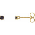 saveongems Jewelry 1/8 ctw (2.5mm) / 14K Yellow Natural Black Diamond Stud Earrings (4-Prong)