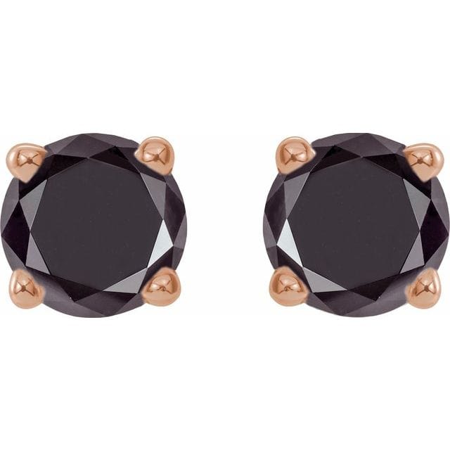 saveongems Jewelry Natural Black Diamond Stud Earrings (4-Prong)