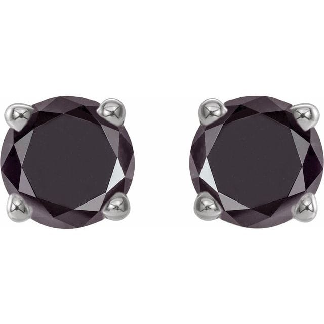 saveongems Jewelry Natural Black Diamond Stud Earrings (4-Prong)