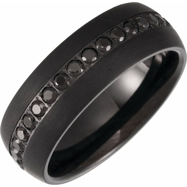 saveongems Jewelry 8mm / 7 Tungsten Dome Band Imitation Zircon
