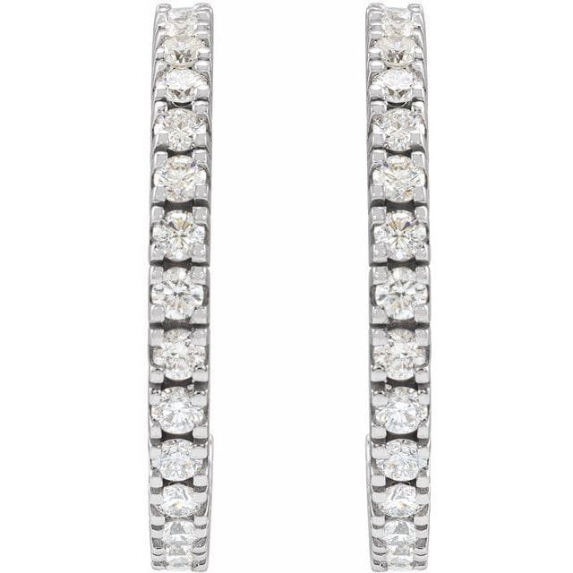 saveongems Jewelry 14K Natural Diamond Hoop Earrings
