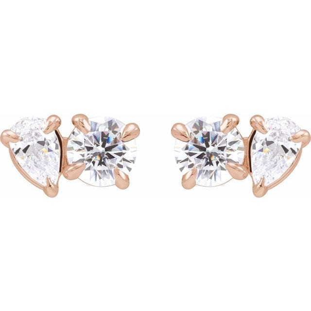 saveongems Jewelry Two-Stone Stud Earrings