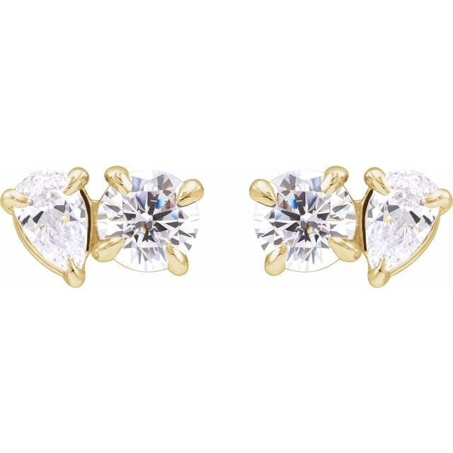 saveongems Jewelry Two-Stone Stud Earrings