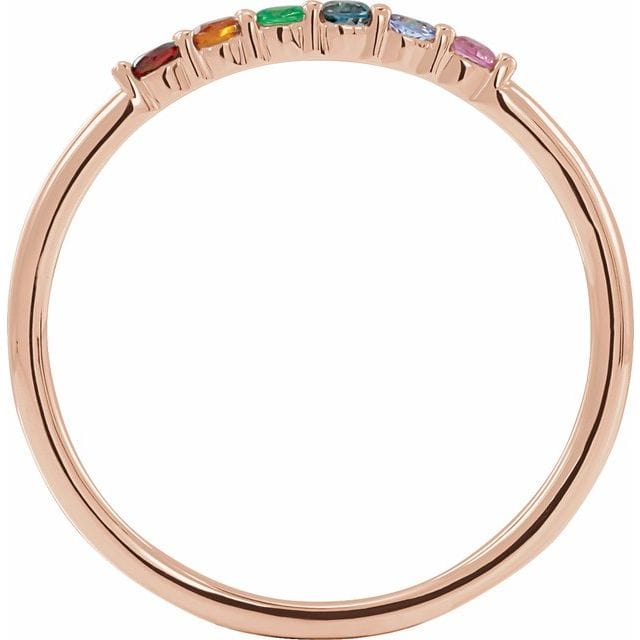 saveongems Jewelry 14K Natural Multi-Gemstone Rainbow Stackable Ring
