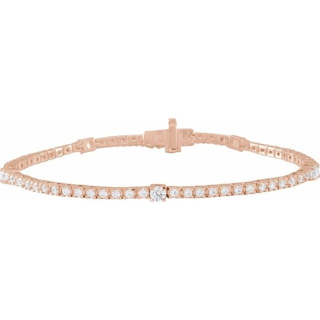 saveongems 1 3/4 ctw (1.7mm) / SI1 SI2 G-H / 14K Rose Diamond Round Tennis Bracelet 7"