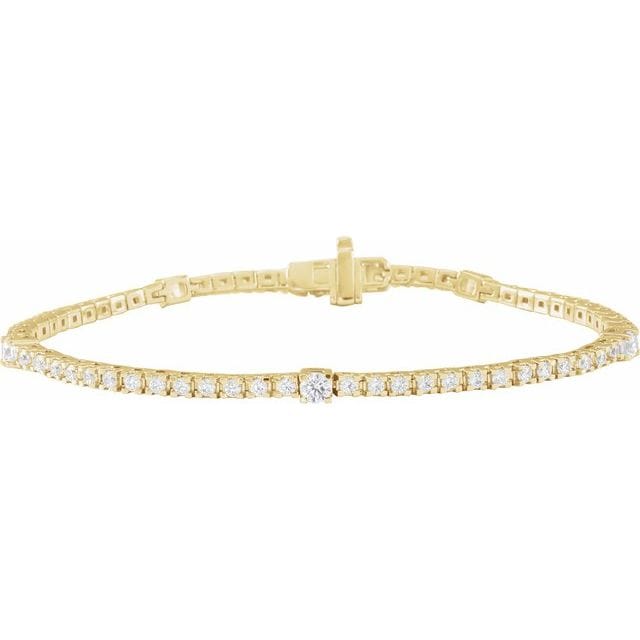 saveongems 1 3/4 ctw (1.7mm) / SI1 SI2 G-H / 14K Yellow Diamond Round Tennis Bracelet 7"