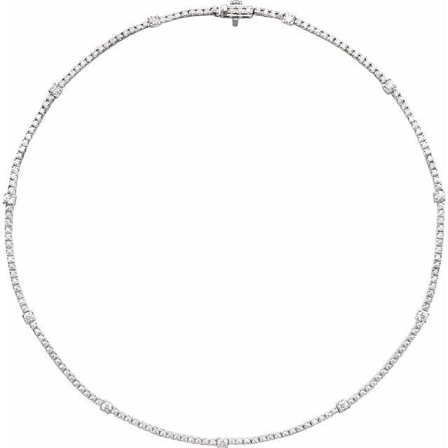 saveongems 14K White 4 CTW Lab-Grown Round Diamond 16" Necklace