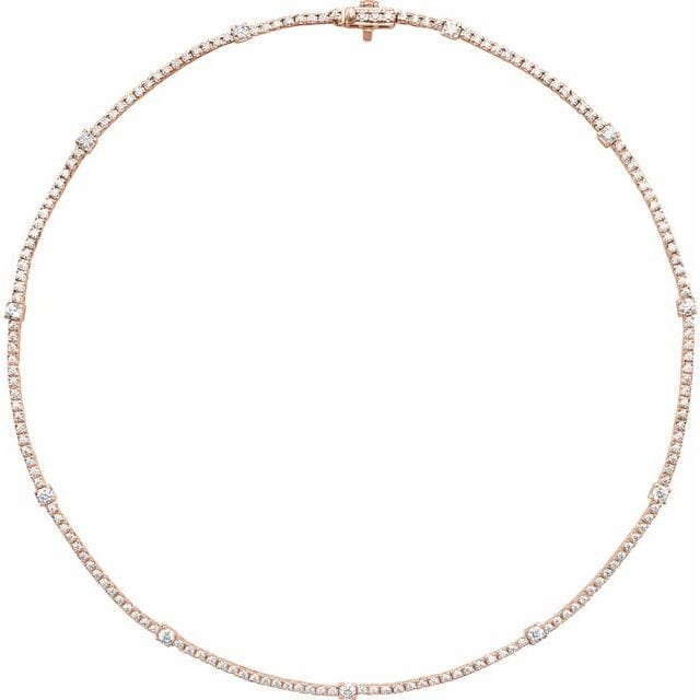 saveongems 14K White 4 CTW Lab-Grown Round Diamond 16" Necklace
