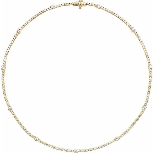 saveongems 14K White 4 CTW Lab-Grown Round Diamond 16" Necklace