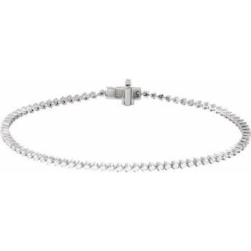 saveongems 1 1/2 ctw (1.6mm) / SI1 SI2 G-H / 14K White Diamond Bezel Tennis Bracelet 7 1/4"