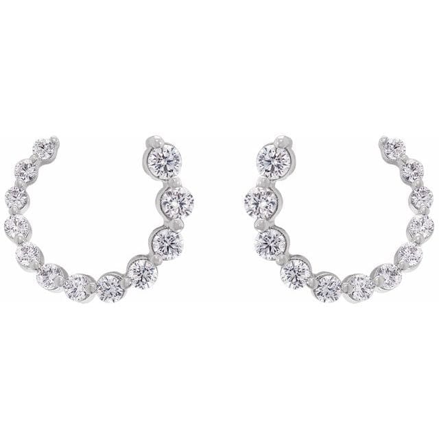 saveongems Jewelry 1/2 ctw (12mm) / SI1-SI2 G-H / 14K White Diamond Front-Back Earrings