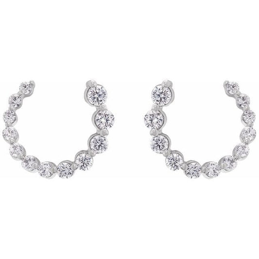 saveongems Jewelry 1/2 ctw (12mm) / SI1-SI2 G-H / 14K White Diamond Front-Back Earrings