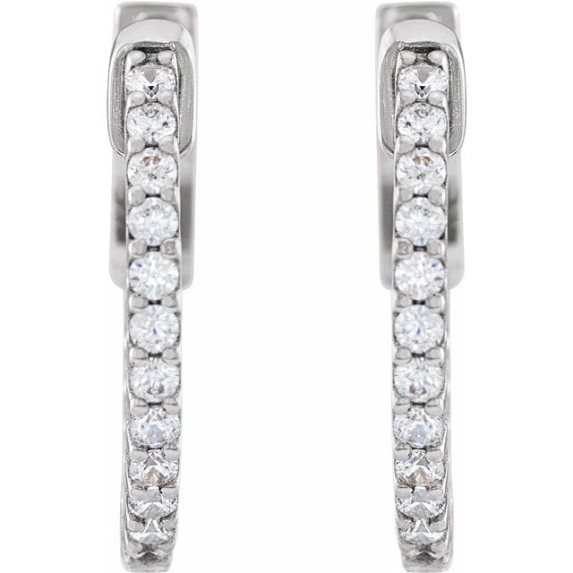 saveongems 14K Natural Diamond Inside-Outside Hinged Hoop Earrings Sizes1/4-6 1/4 CTW