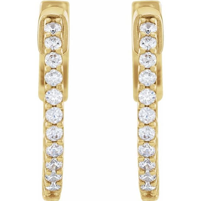 saveongems 14K Natural Diamond Inside-Outside Hinged Hoop Earrings Sizes1/4-6 1/4 CTW