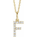 saveongems Initial F / SI1-SI2 G-H / 14K Yellow Diamond Initial letter Necklace 1/5 Carat Total Weight