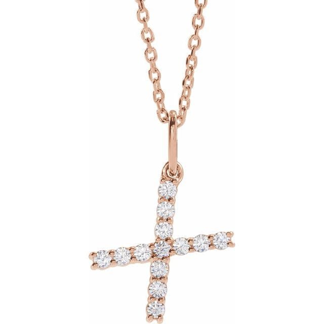 saveongems Initial X / SI1-SI2 G-H / 14K Rose Diamond Initial letter Necklace 1/5 Carat Total Weight