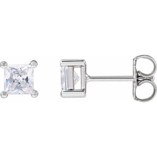 saveongems 3.9mm / SI / 14K White Lab-Grown Square Diamond 4-Prong Earrings 14K Lab-Grown Square Diamond 4-Prong Earrings